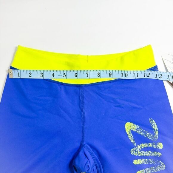 Zumba NWT! Women’s Galaxy Leggings Surf Blue & Neon Yellow Waistband Size Small - Picture 6 of 7